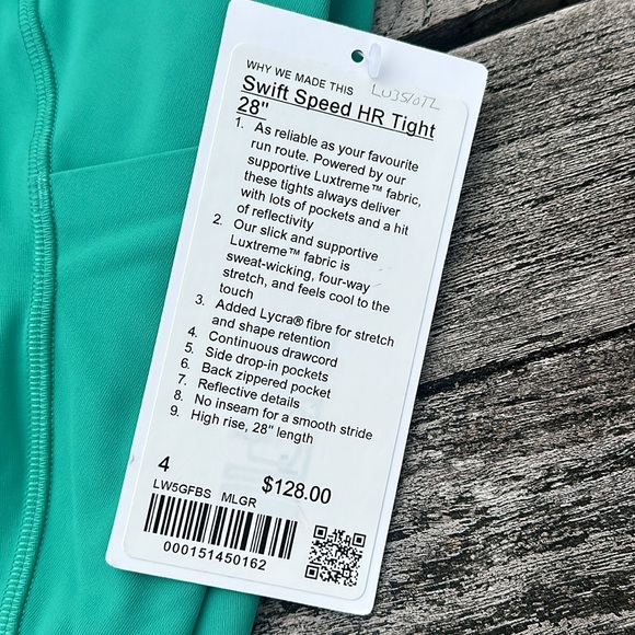 LULULEMON SWIFT SPEED TIGHT 28” SIZE 4 MALDIVES GREEN NWT 💚 - Picture 2 of 4